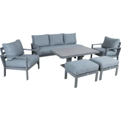 Veranda & Terrasse|Loungemøbler Salg-Hagemøbelsett HOME4YOU Rio 6 deler Gråbeige