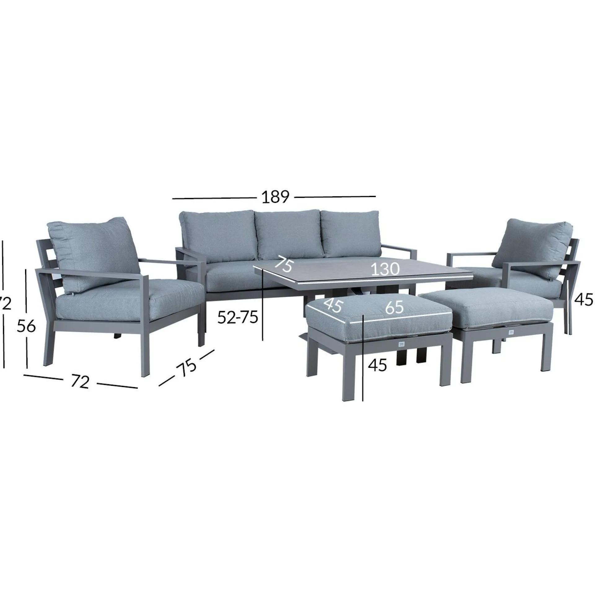 Veranda & Terrasse|Loungemøbler Salg-Hagemøbelsett HOME4YOU Rio 6 deler Gråbeige