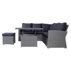 Veranda & Terrasse|Loungemøbler Salg-Hagemøbelsett HOME4YOU Samuel bord, hjørnesofa og ottoman Grå