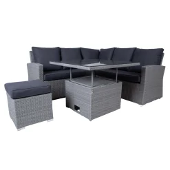 Veranda & Terrasse|Loungemøbler Salg-Hagemøbelsett HOME4YOU Samuel bord, hjørnesofa og ottoman Grå