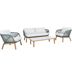 Cafesett|Balkonggrupper-Hagemøbelsett HOME4YOU Tuxedo bord, sofa og 2 stoler Grønn