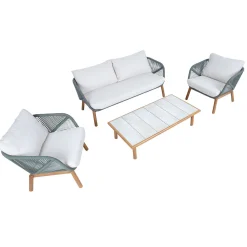 Cafesett|Balkonggrupper-Hagemøbelsett HOME4YOU Tuxedo bord, sofa og 2 stoler Grønn