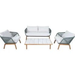 Cafesett|Balkonggrupper-Hagemøbelsett HOME4YOU Tuxedo bord, sofa og 2 stoler Grønn