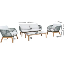Cafesett|Balkonggrupper-Hagemøbelsett HOME4YOU Tuxedo bord, sofa og 2 stoler Grønn