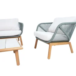 Cafesett|Balkonggrupper-Hagemøbelsett HOME4YOU Tuxedo bord, sofa og 2 stoler Grønn