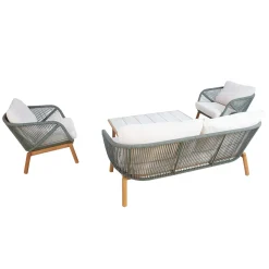 Cafesett|Balkonggrupper-Hagemøbelsett HOME4YOU Tuxedo bord, sofa og 2 stoler Grønn