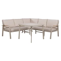 Veranda & Terrasse|Loungemøbler Salg-Hagemøbelsett HOME4YOU Upland bord og hjørnesofa Beige