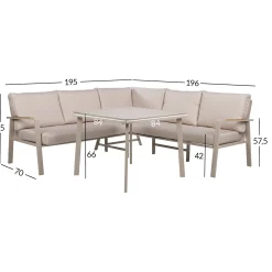 Veranda & Terrasse|Loungemøbler Salg-Hagemøbelsett HOME4YOU Upland bord og hjørnesofa Beige