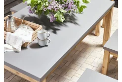 Spisegrupper Hage-Hagemøbelsett med bord og 2 benker grå OSTUNI Grey