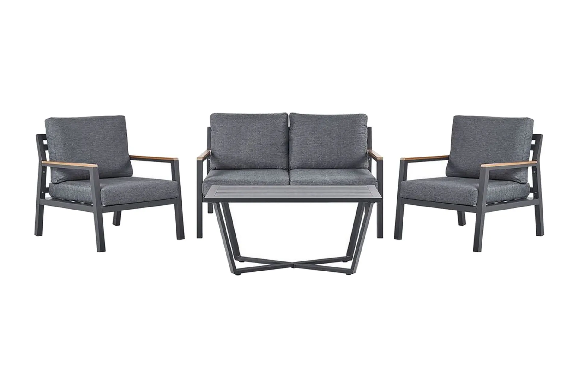Veranda & Terrasse|Loungesett-Hagemøbelsett 4-seters mørkegrå DELIA Svart