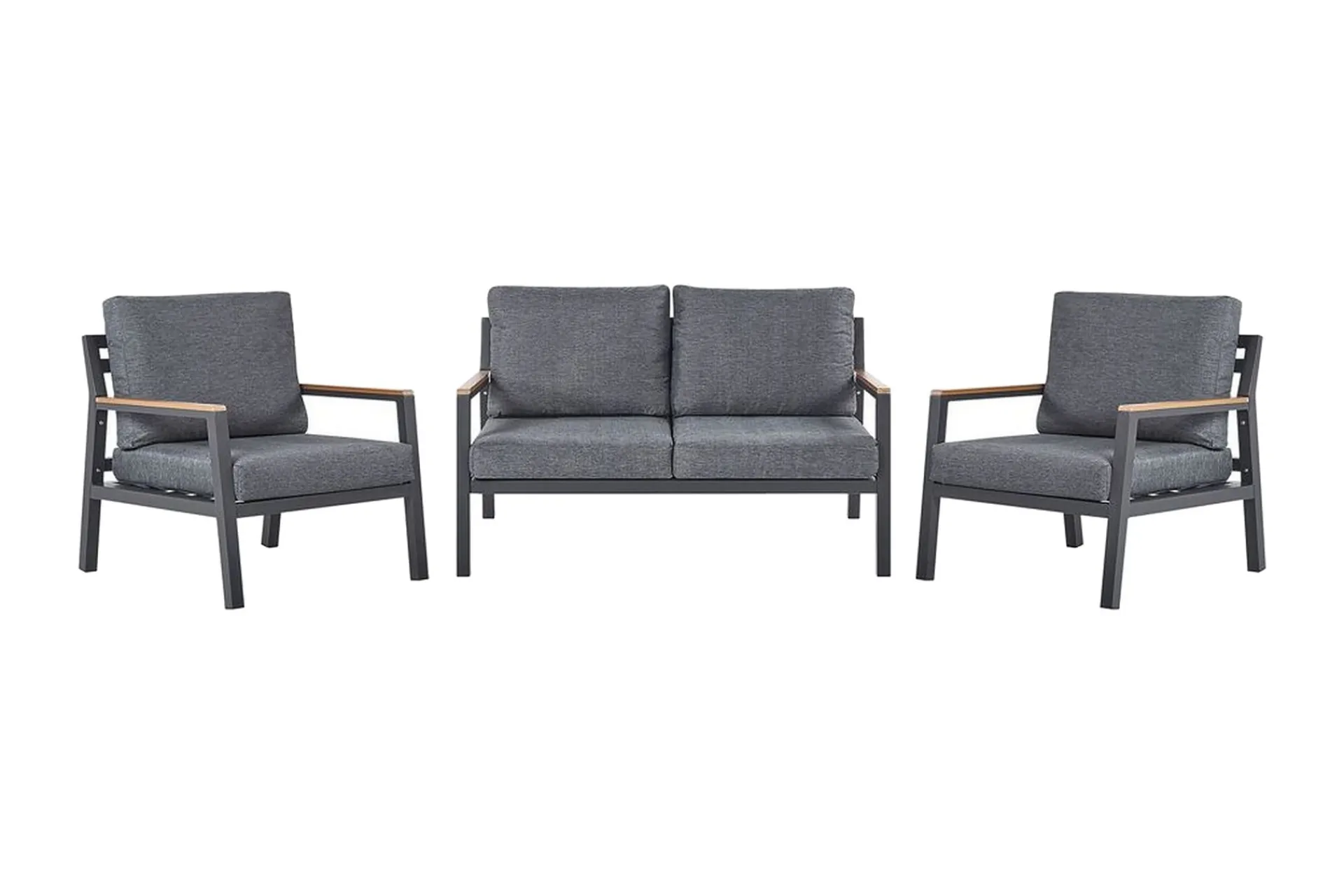 Veranda & Terrasse|Loungesett-Hagemøbelsett 4-seters mørkegrå DELIA Svart