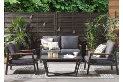 Veranda & Terrasse|Loungesett-Hagemøbelsett 4-seters mørkegrå DELIA Svart