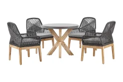 Spisegrupper Hage-Hagesett med rundt bord og 4 stoler OLBIA Grey