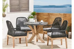 Spisegrupper Hage-Hagesett med rundt bord og 4 stoler OLBIA Grey