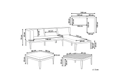 Loungesett|Loungesett-Hagesofagruppe med bord 3-seters Bracciano Beige,Brun,Svart