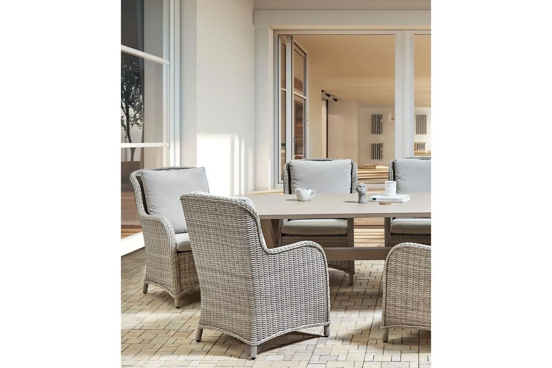 Balkongstoler|Balkongmøbler-Hagestol sett med 2 Cascais Beige,Grey