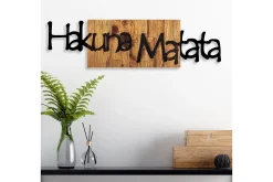 Skilt-Hakuna Matata 4 Veggdekor Lys Valnøtt,Svart