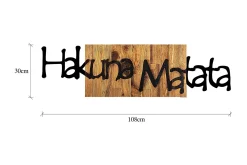 Skilt-Hakuna Matata 4 Veggdekor Lys Valnøtt,Svart