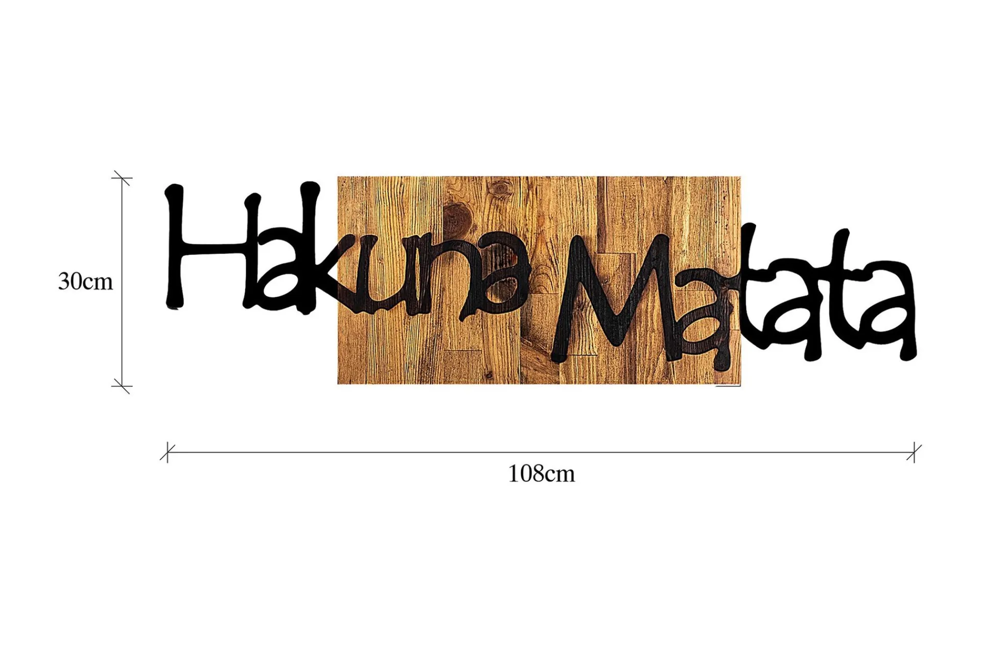 Skilt-Hakuna Matata 4 Veggdekor Lys Valnøtt,Svart