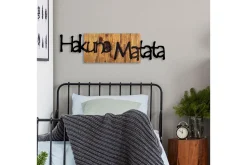 Skilt-Hakuna Matata 4 Veggdekor Lys Valnøtt,Svart