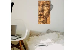 Skilt-Half face Veggdekor Svart/Valnøtt
