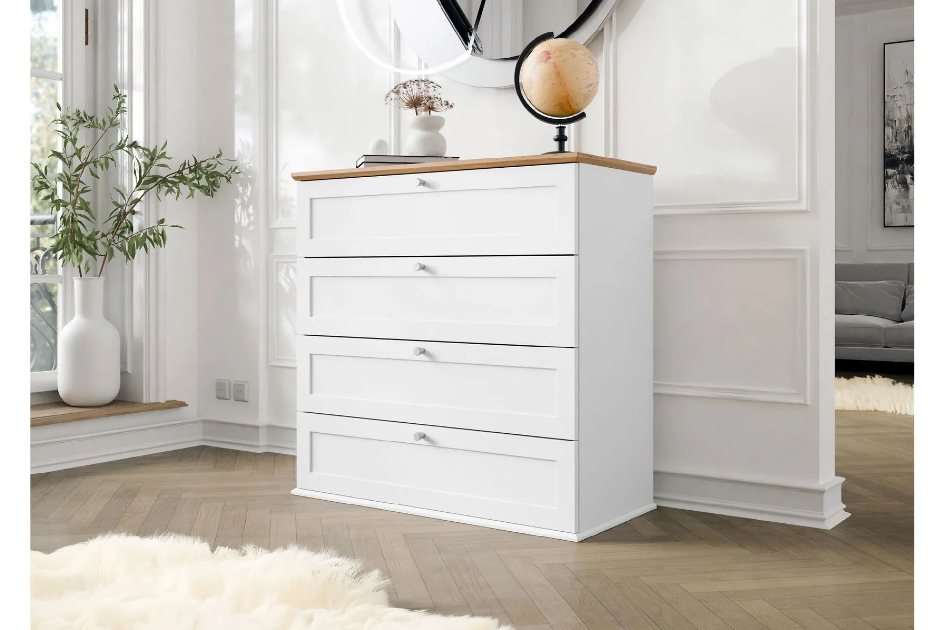 Entrekommode|Kommode-Hammerdal Kommode 92 cm Hvit,Eik