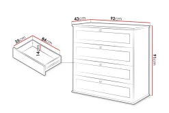 Entrekommode|Kommode-Hammerdal Kommode 92 cm Hvit,Eik