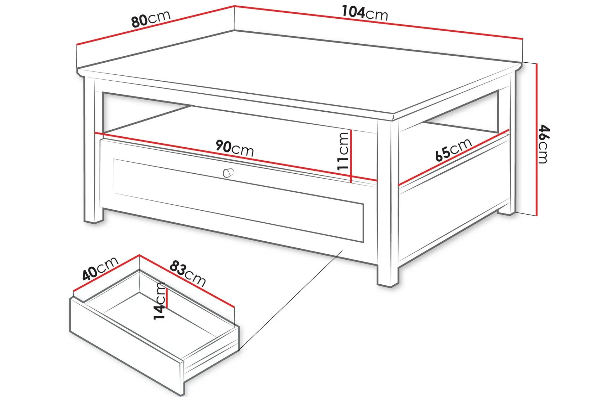 Sofabord-Hammerdal Sofabord 104 cm Hvit,Eik