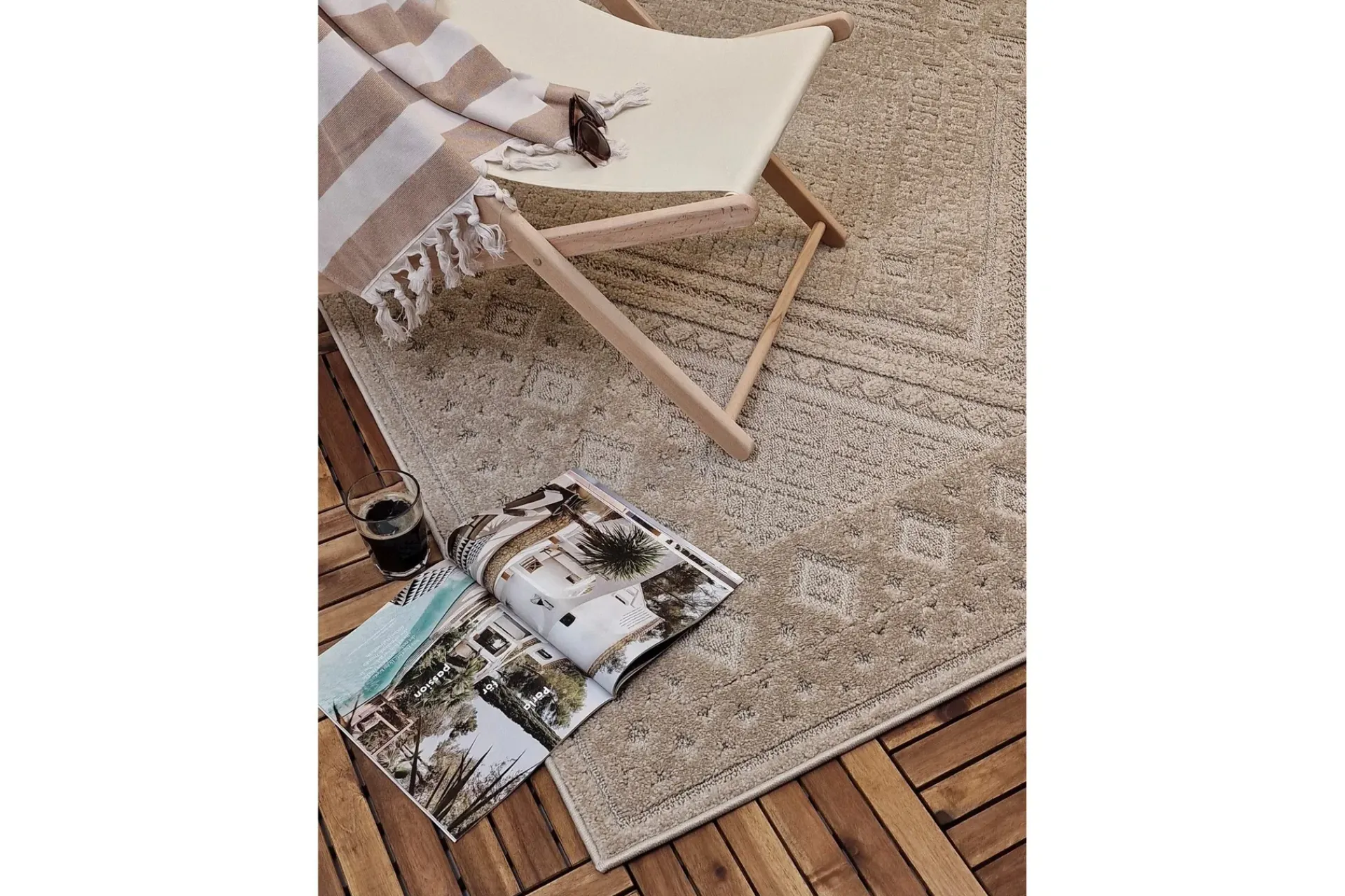 KM Home Flatvevde Tepper-Hampton Flatvevd teppe 160x230 cm Rektangulær Beige