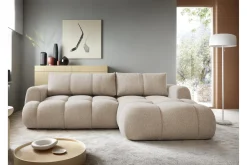 Sofa Med Sjeselong|2 Seter Sofa-Handu Sovesofa med Sjeselong 3-seter i Bouclé Beige