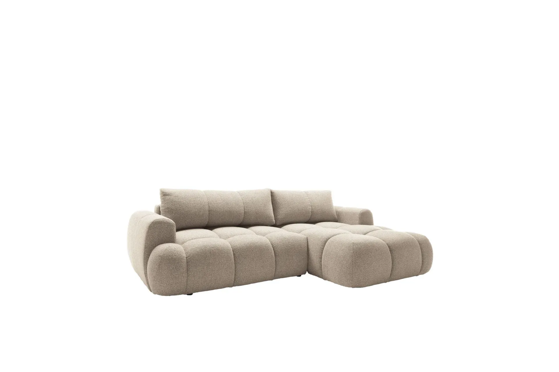 Sofa Med Sjeselong|2 Seter Sofa-Handu Sovesofa med Sjeselong 3-seter i Bouclé Beige