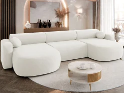 Sovesofaer-Hanish Sovesofa med dobbel sjeselong 5-seter Hvit