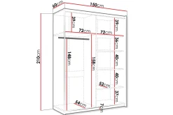 Haparanda Garderobe med Speil 150 cm