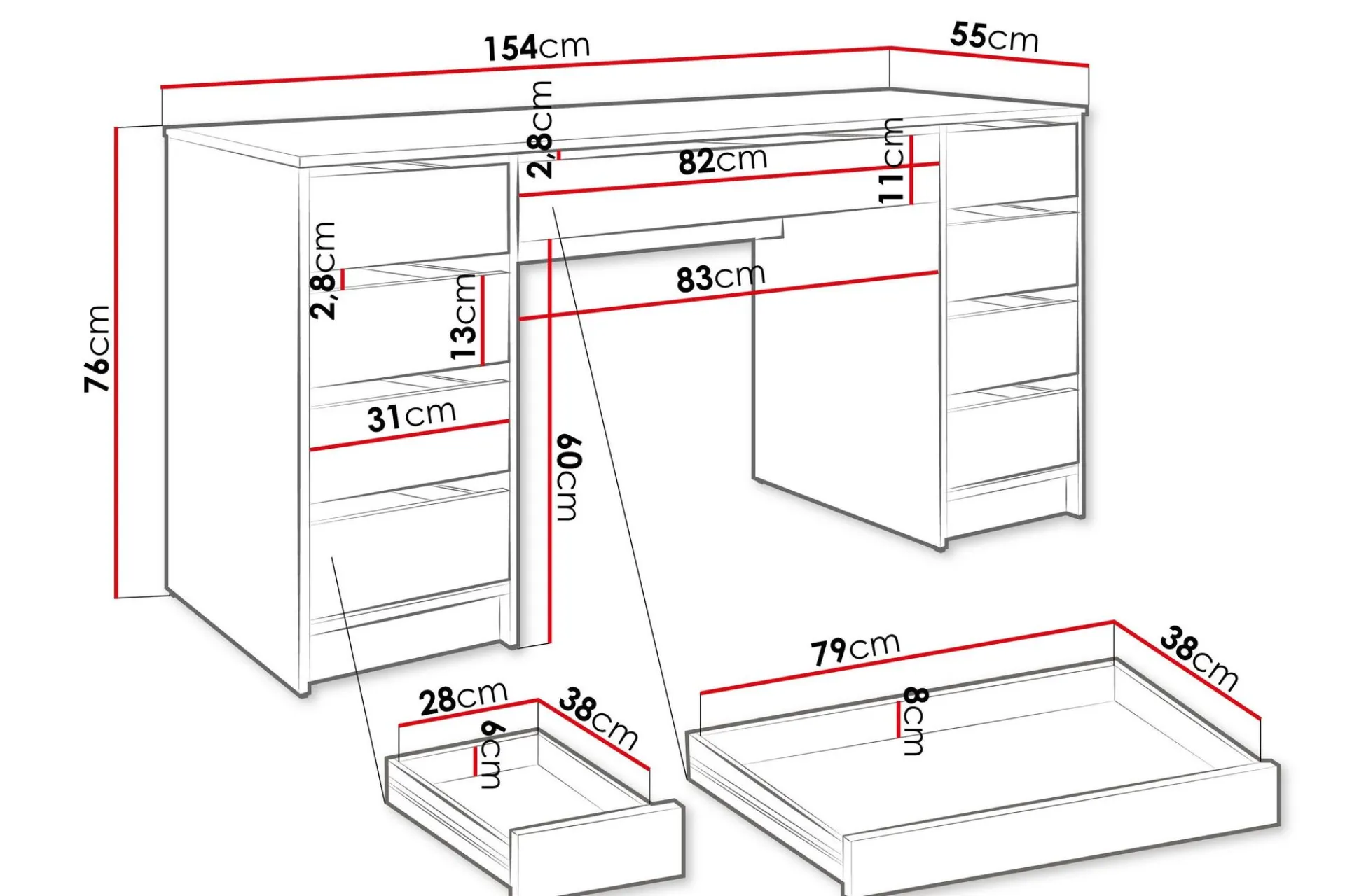 Harland Sminkbord 154 cm