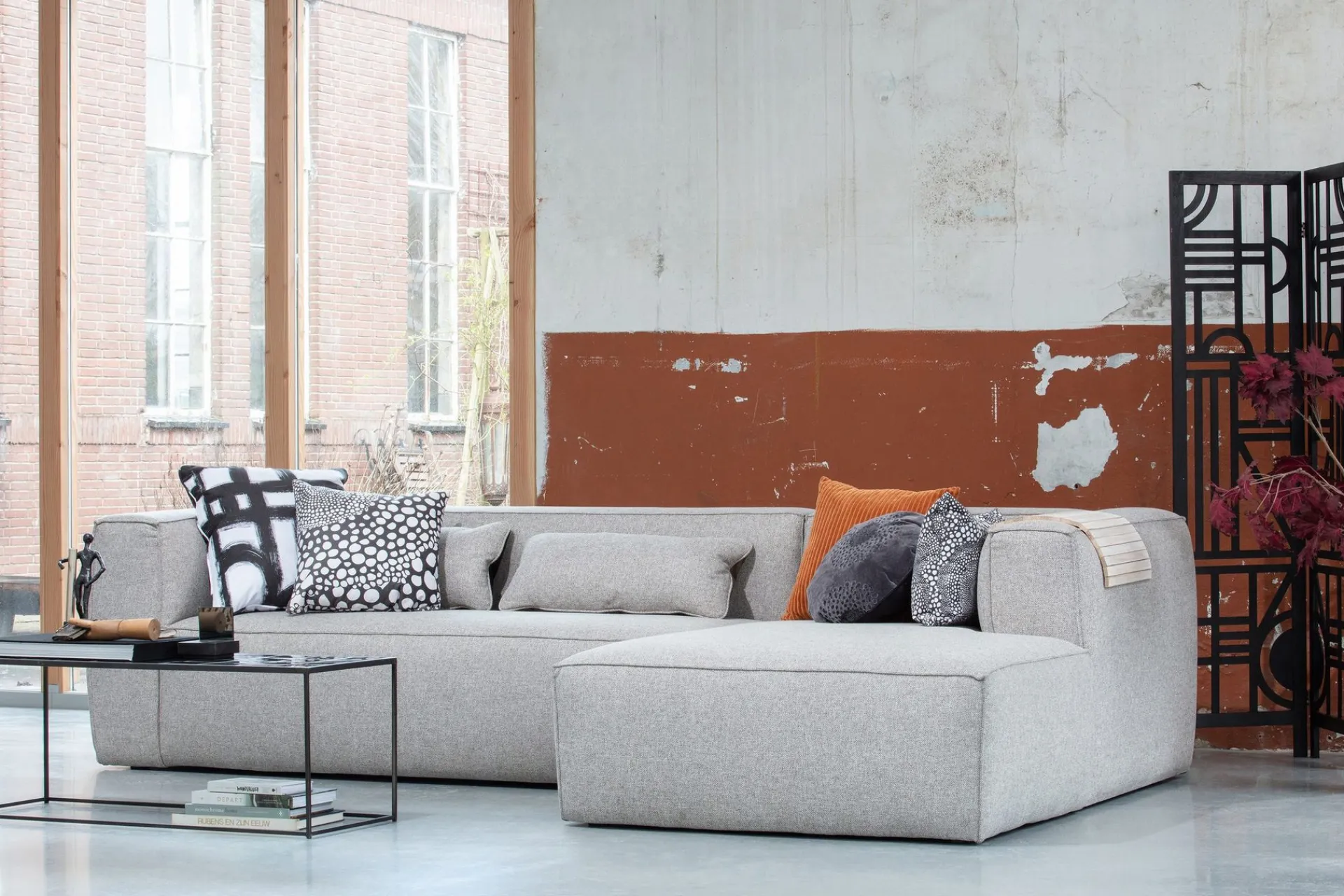 WOOOD Sofa Med Sjeselong-Harlow Divan sofa Ljusgrå