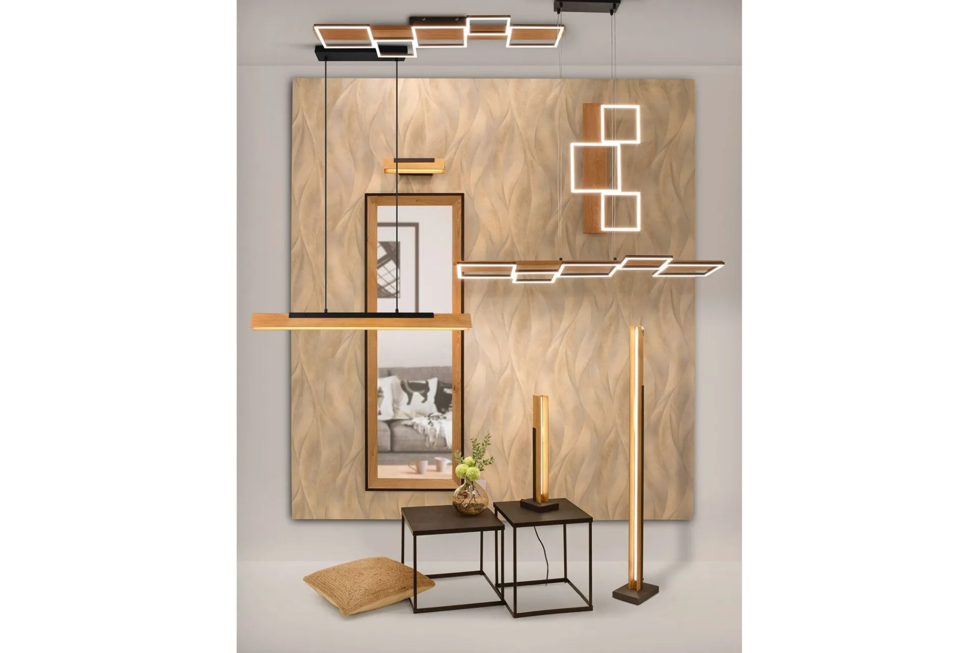 Trio Lighting Taklampe|Kjøkkenlampe-Harper LED-Taklampe 115 cm Mattsvart/Tre