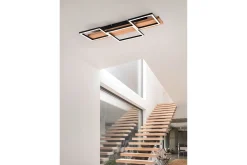 Trio Lighting Taklampe|Kjøkkenlampe-Harper LED-Taklampe 65 cm Mattsvart/Tre