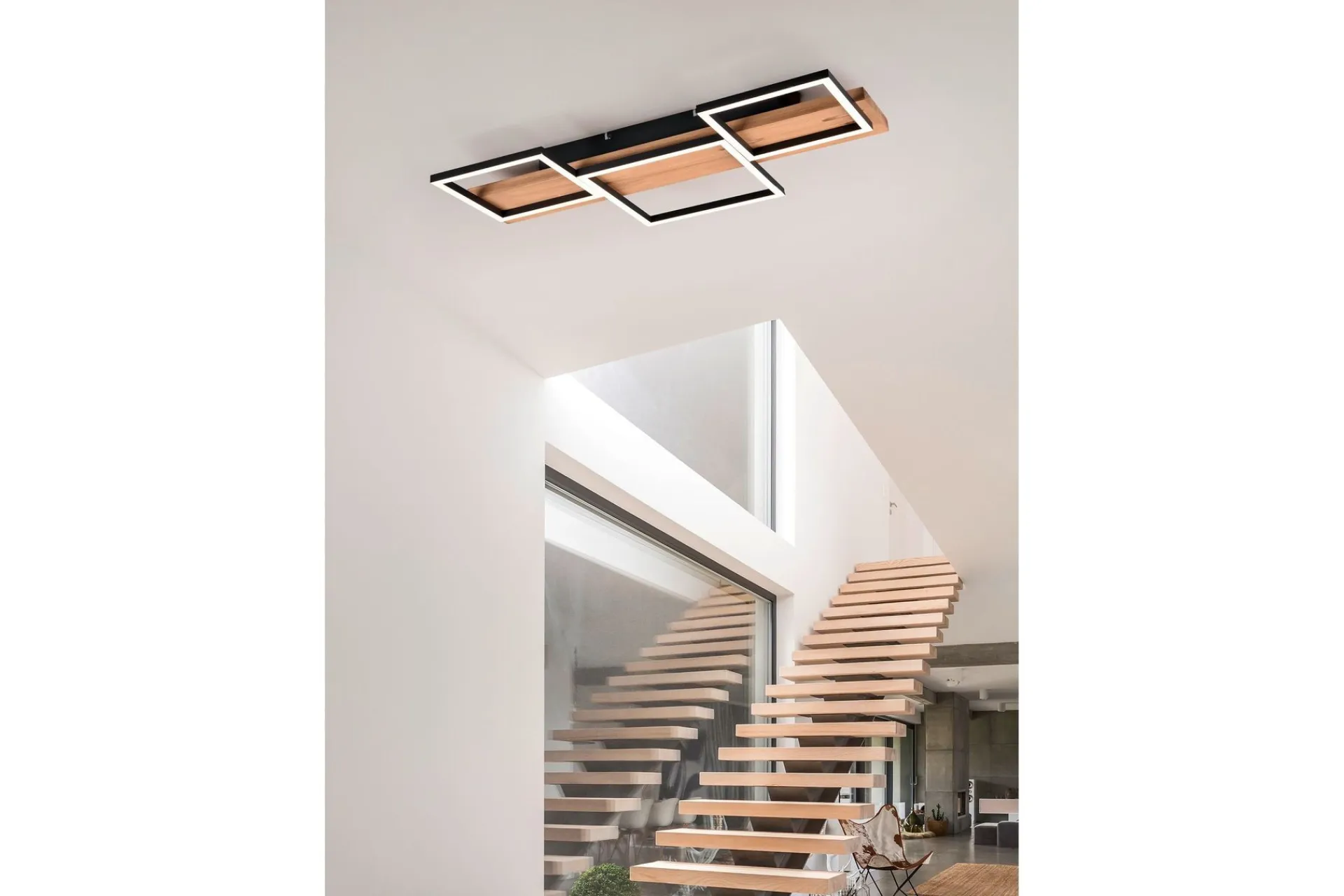 Trio Lighting Taklampe|Kjøkkenlampe-Harper LED-Taklampe 65 cm Mattsvart/Tre
