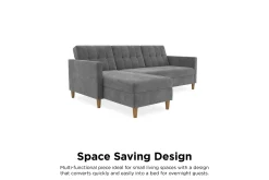Dorel Home Velour Sofa & Fløyel Sofa-Hartford 3-sits Divansovesofa Grå