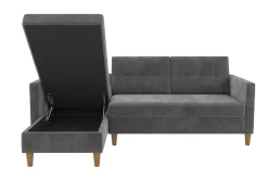 Dorel Home Velour Sofa & Fløyel Sofa-Hartford 3-sits Divansovesofa Grå