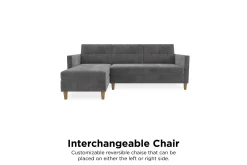 Dorel Home Velour Sofa & Fløyel Sofa-Hartford 3-sits Divansovesofa Grå