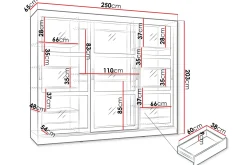 Garderober & Garderobesystem|Knaggerekke-Harvans Garderobeskap 250x203 cm Svart