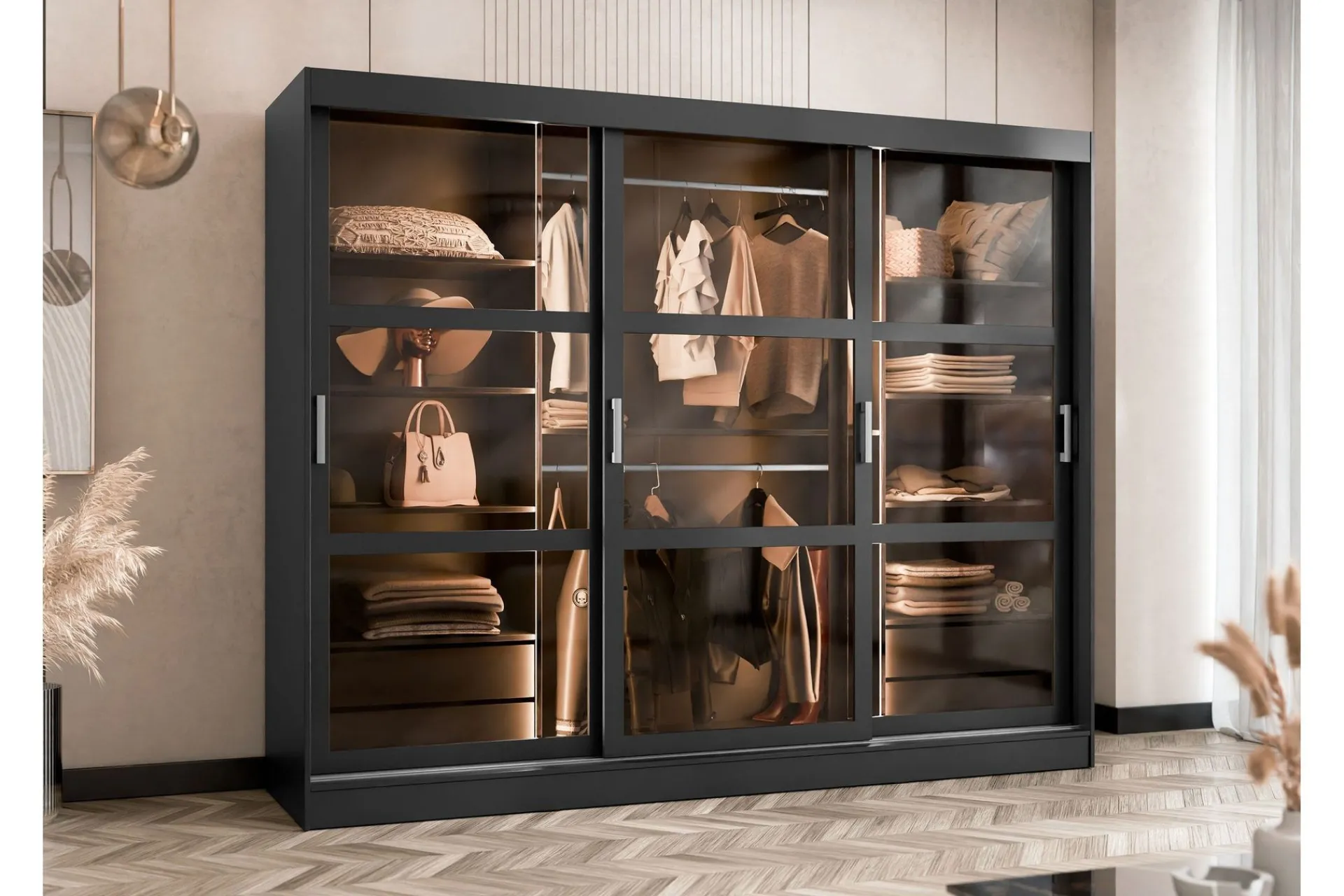 Garderober & Garderobesystem|Knaggerekke-Harvans Garderobeskap 250x203 cm Svart