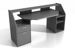 Kontorbord-Harvilchuck Skrivebord med Oppbevaringshyller + Skuff + Skap Grey