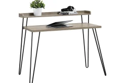 Dorel Home Kontorbord-Haven Skrivebord 114 cm med Oppbevaringshylle Grå/Svart Grå eik