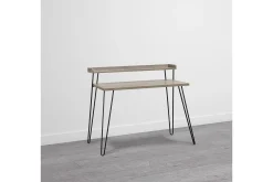 Dorel Home Kontorbord-Haven Skrivebord 114 cm med Oppbevaringshylle Grå/Svart Grå eik