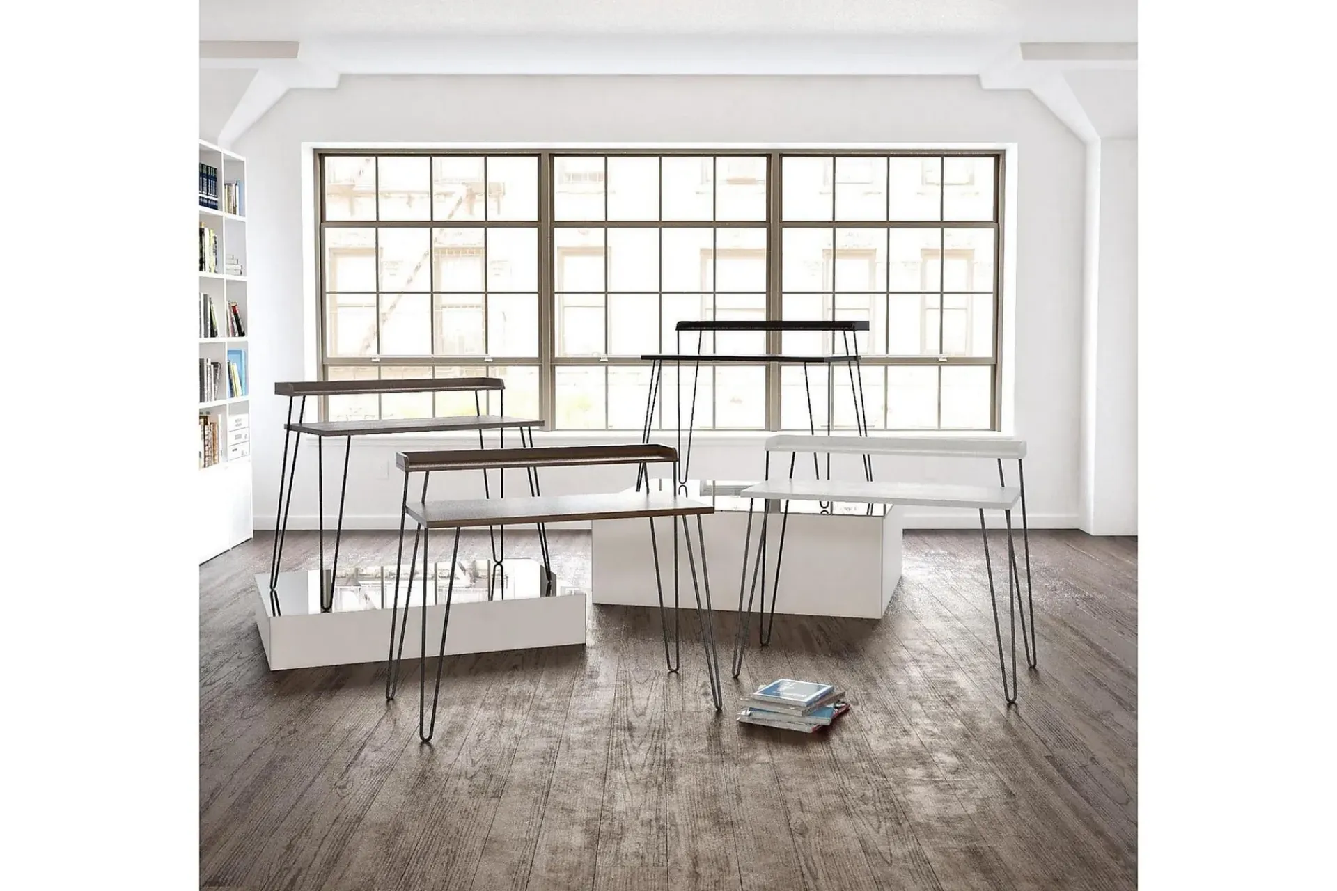Dorel Home Kontorbord-Haven Skrivebord 114 cm med Oppbevaringshylle Valnøttsbrun/S Valnöt