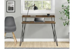 Dorel Home Kontorbord-Haven Skrivebord 114 cm med Oppbevaringshylle Valnøttsbrun/S Valnöt