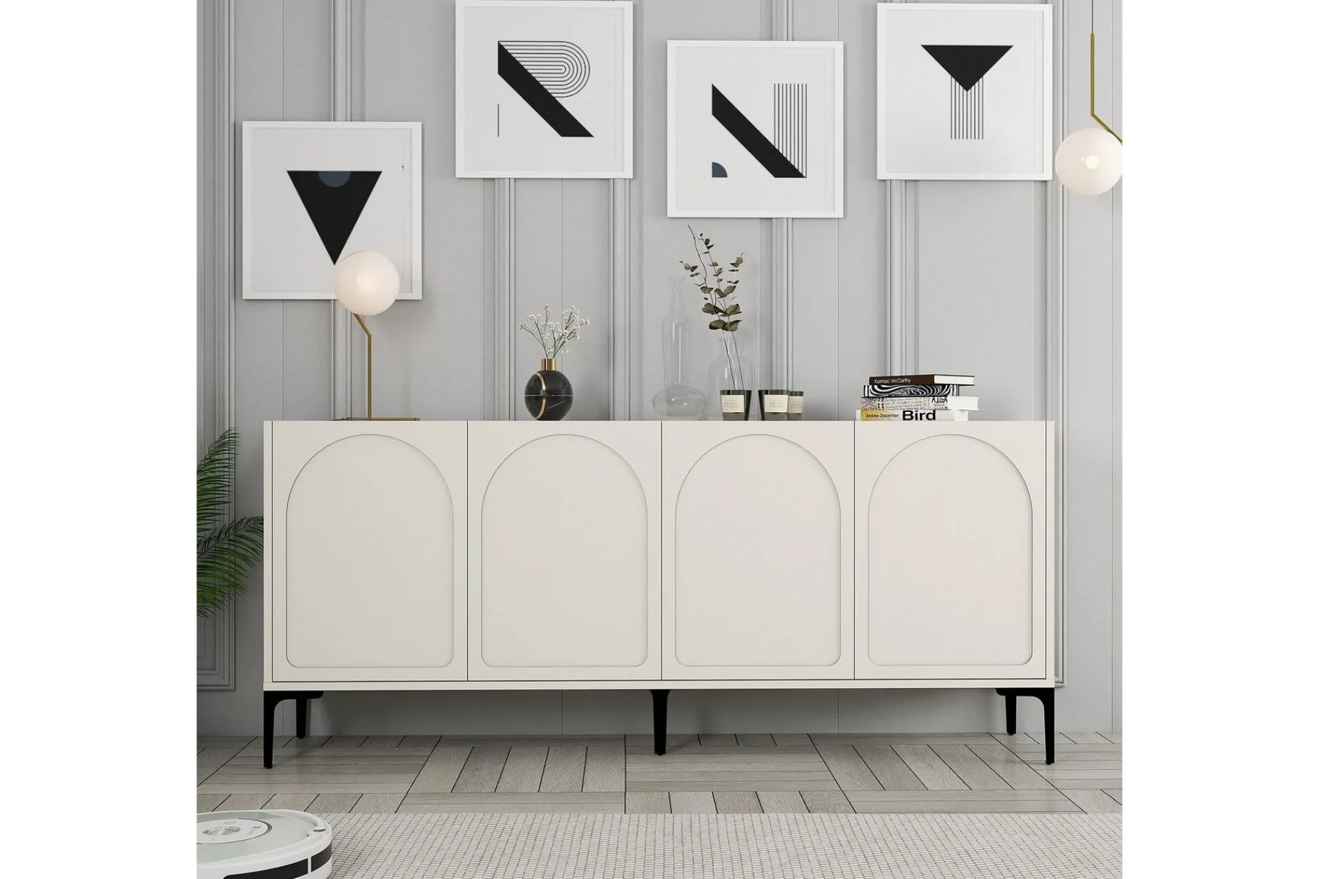 Gangbord|Avlastningsbord-Hazim Konsollbord 180 cm Cream,Svart