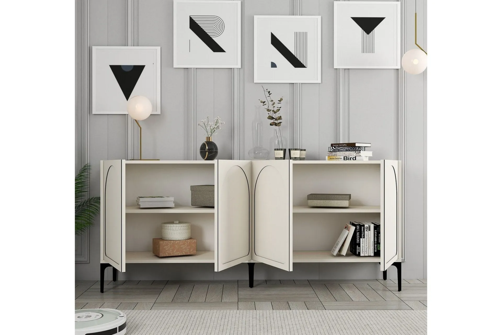 Gangbord|Avlastningsbord-Hazim Konsollbord 180 cm Cream,Svart
